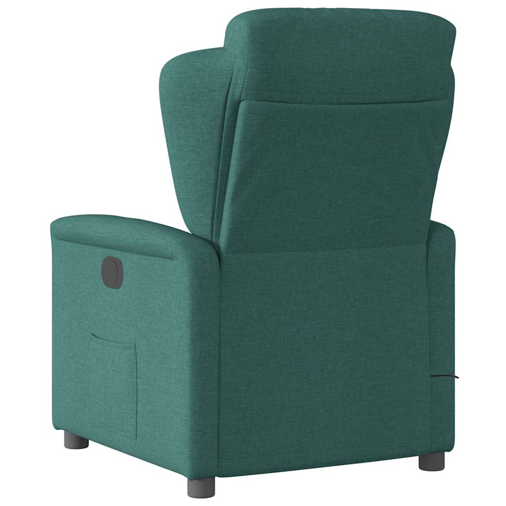 Fotoliu electric de masaj rabatabil, verde închis, textil