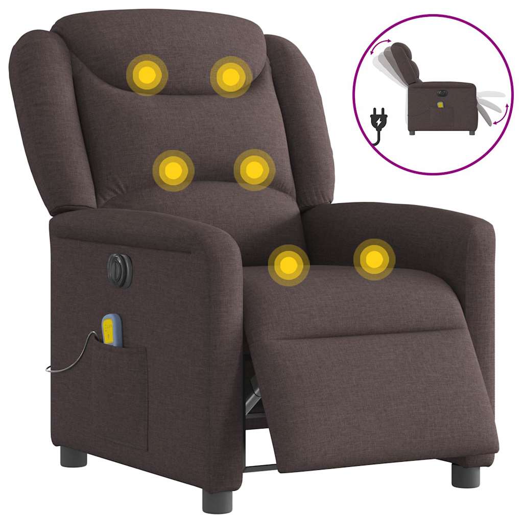 Fotoliu electric de masaj rabatabil, maro închis, textil