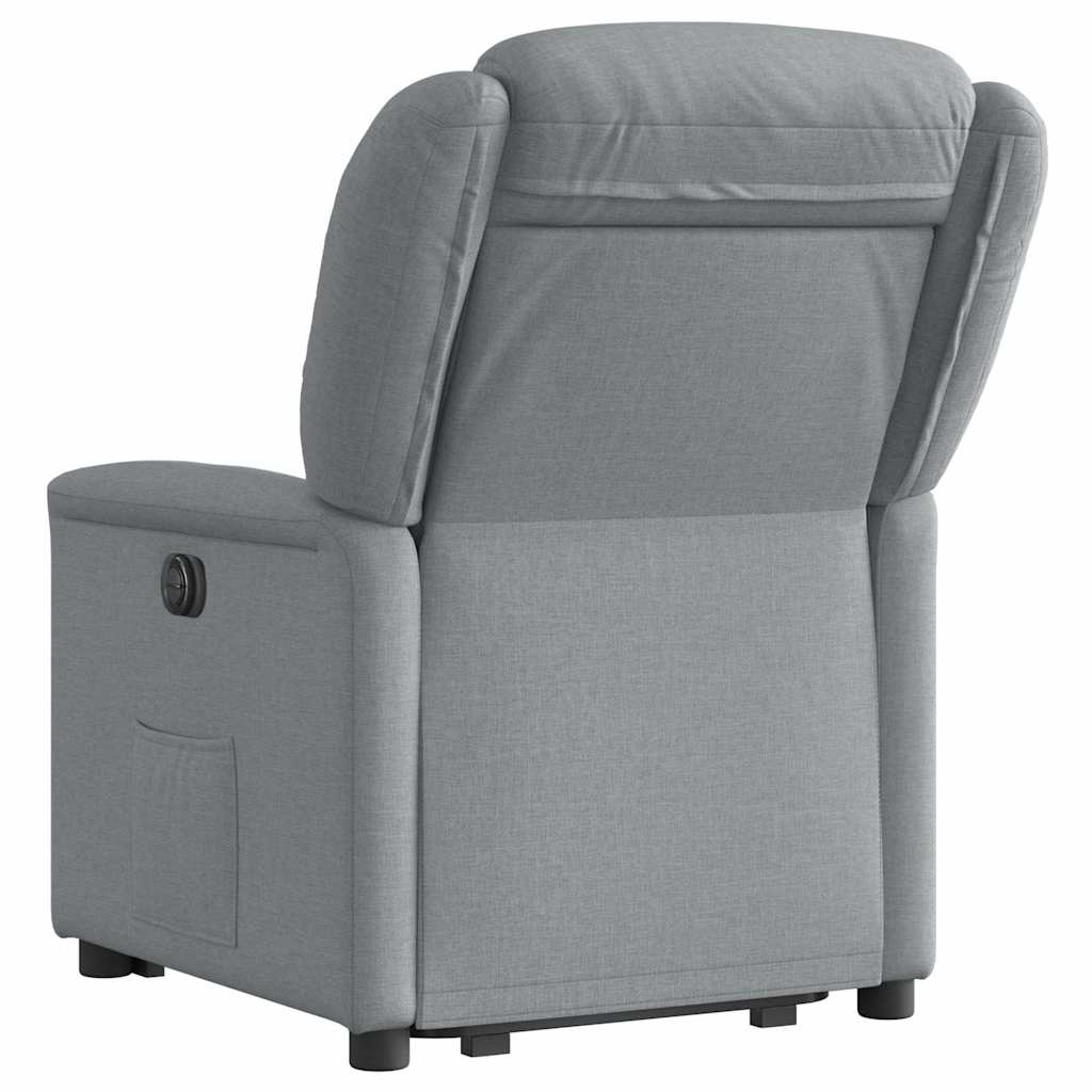 Fotoliu rabatabil cu ridicare, gri deschis, material textil