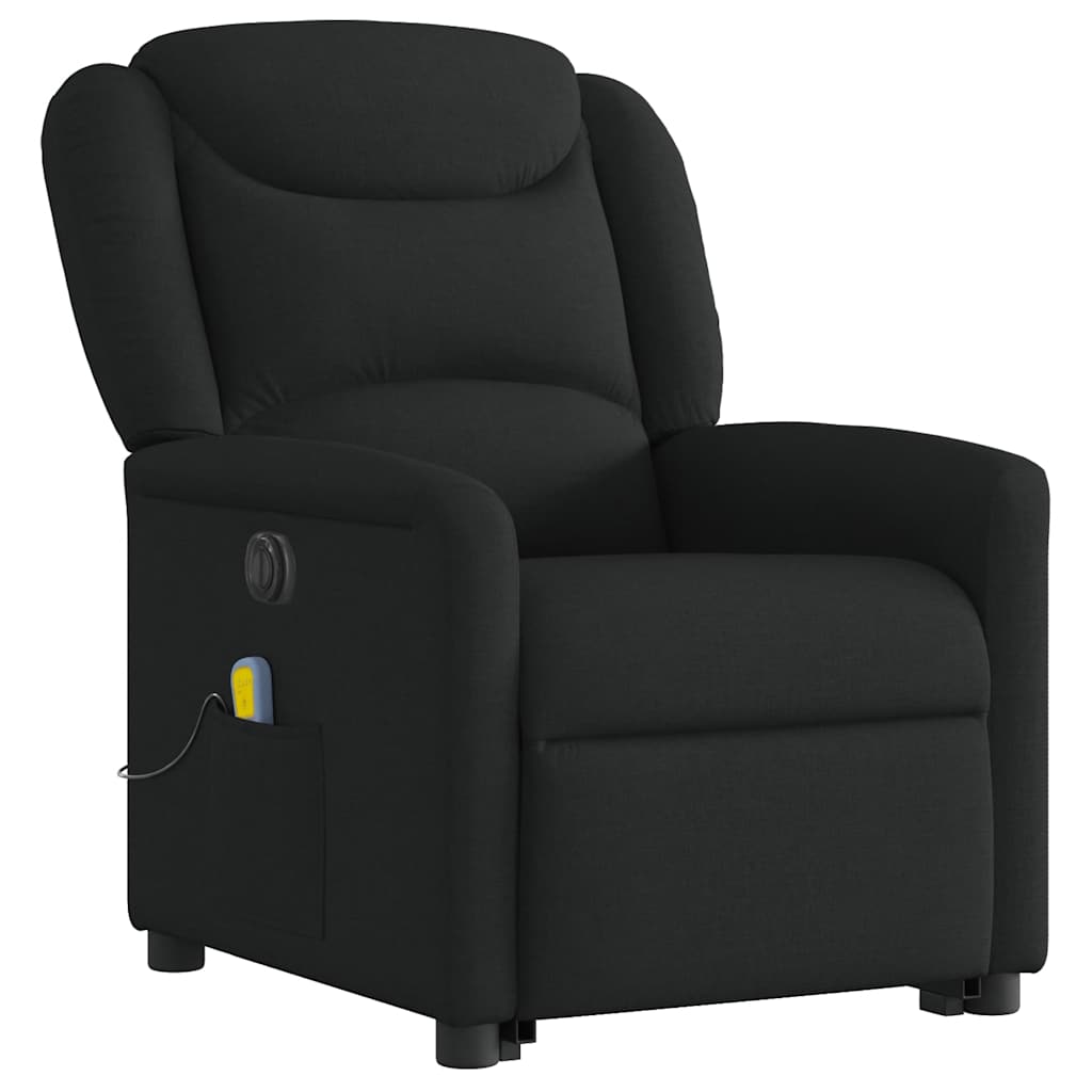 Fotoliu electric de masaj rabatabil cu ridicare, negru, textil