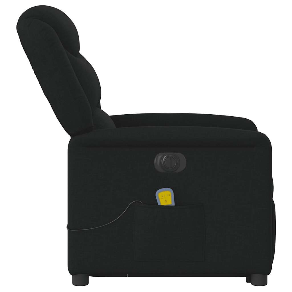 Fotoliu electric de masaj rabatabil cu ridicare, negru, textil