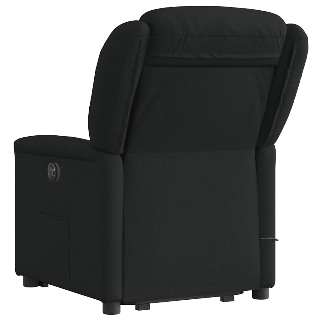Fotoliu electric de masaj rabatabil cu ridicare, negru, textil