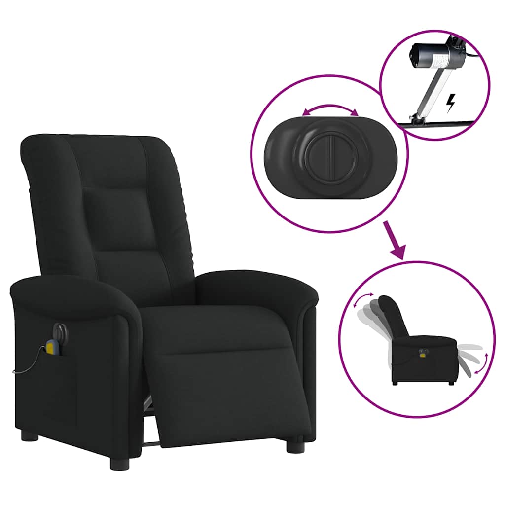Fotoliu electric de masaj rabatabil, negru, textil