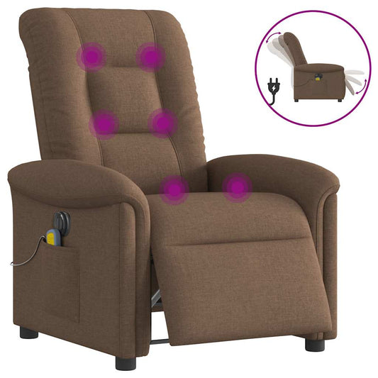 Fotoliu electric de masaj rabatabil, maro, textil