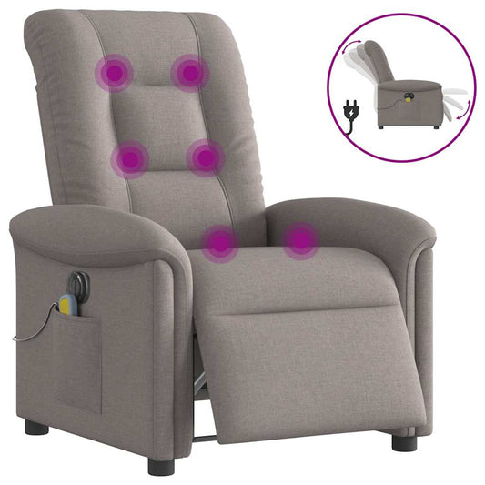 Fotoliu electric de masaj rabatabil, gri taupe, textil