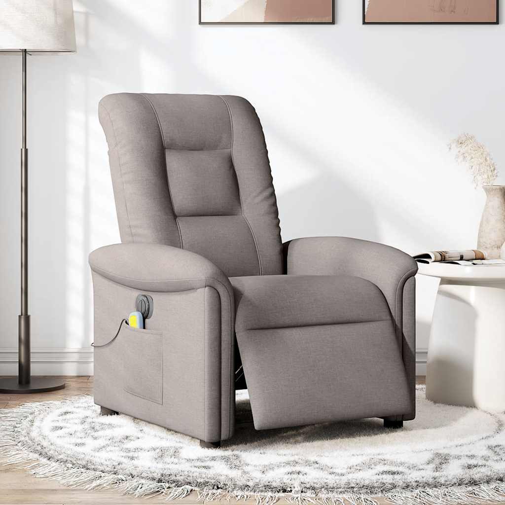 Fotoliu electric de masaj rabatabil, gri taupe, textil