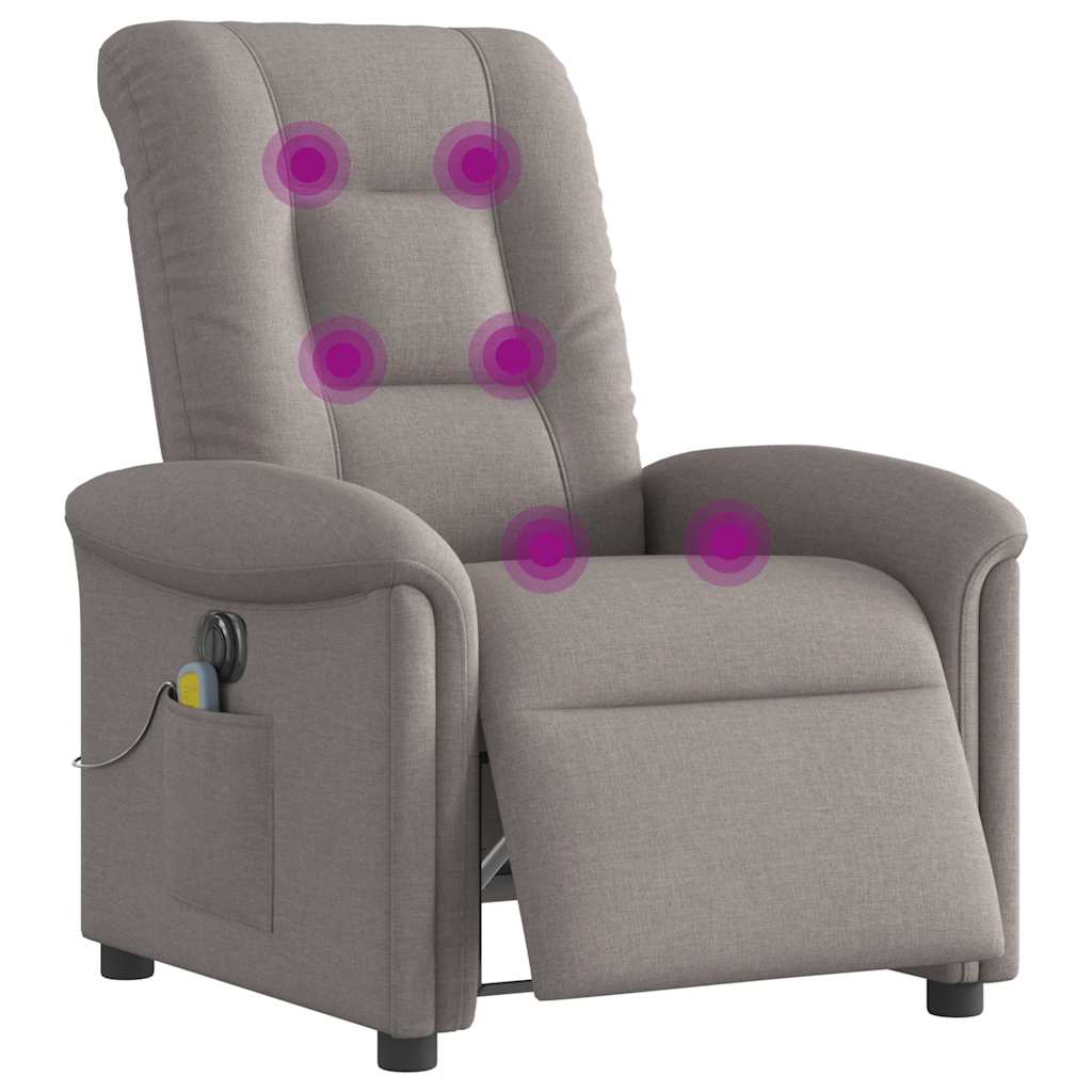 Fotoliu electric de masaj rabatabil, gri taupe, textil