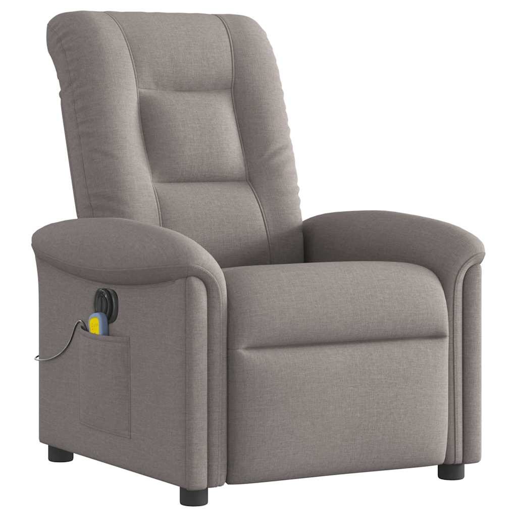 Fotoliu electric de masaj rabatabil, gri taupe, textil