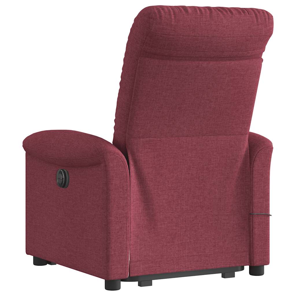 Fotoliu rabatabil de masaj cu ridicare, roșu vin, textil