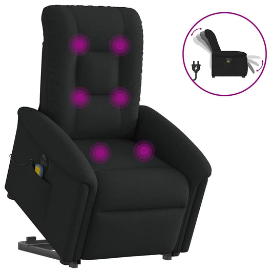 Fotoliu electric de masaj rabatabil cu ridicare, negru, textil