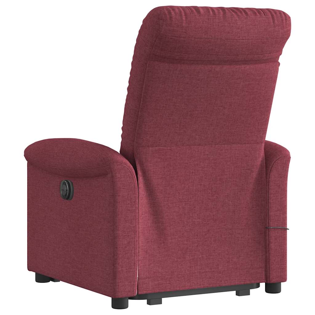 Fotoliu de masaj electric rabatabil cu ridicare roșu vin textil