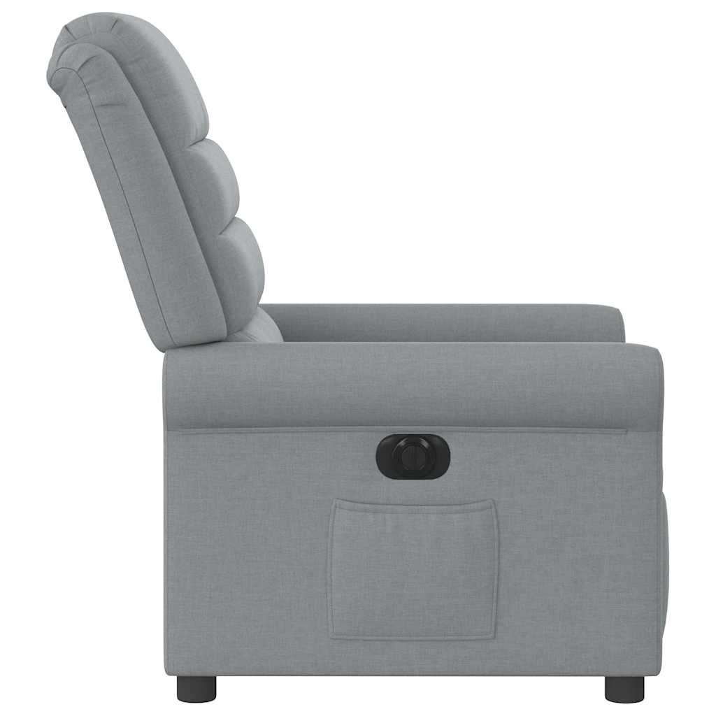 Fotoliu rabatabil electric, gri deschis, textil