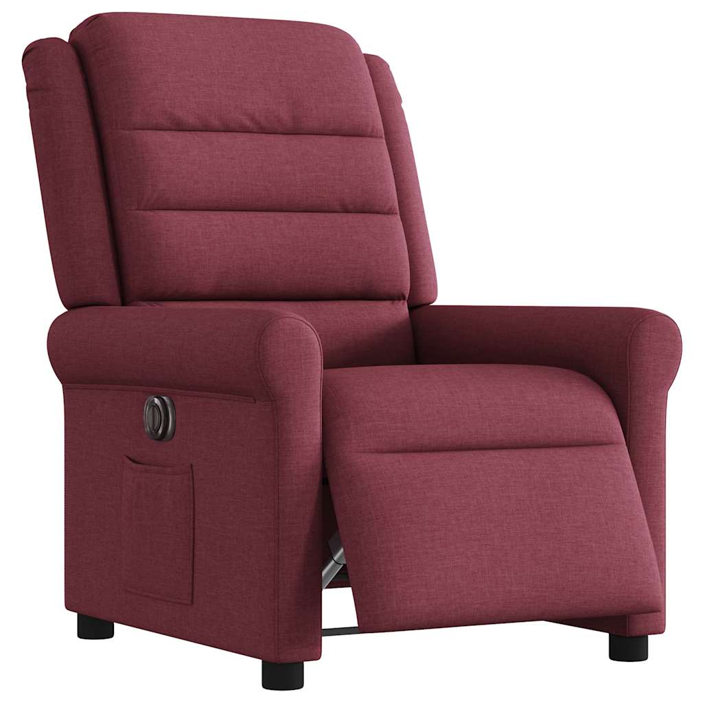 Fotoliu rabatabil electric, roșu vin, material textil