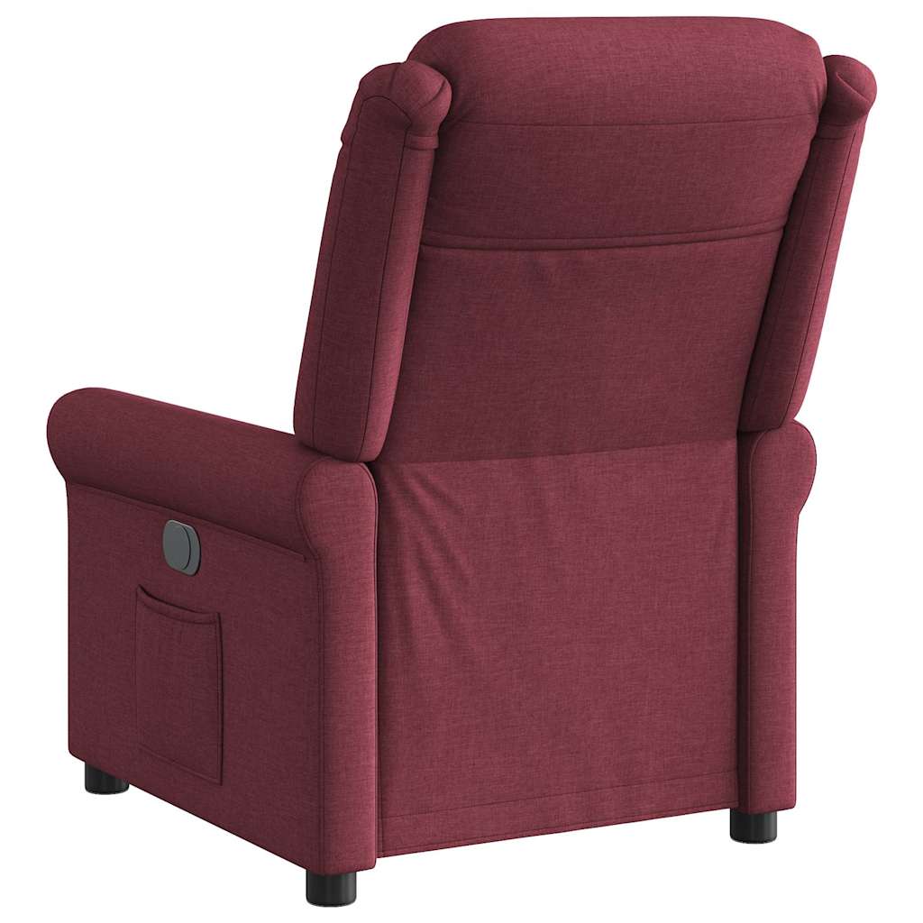 Fotoliu rabatabil electric, roșu vin, material textil