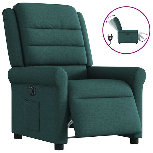 Fotoliu rabatabil electric, verde închis, material textil