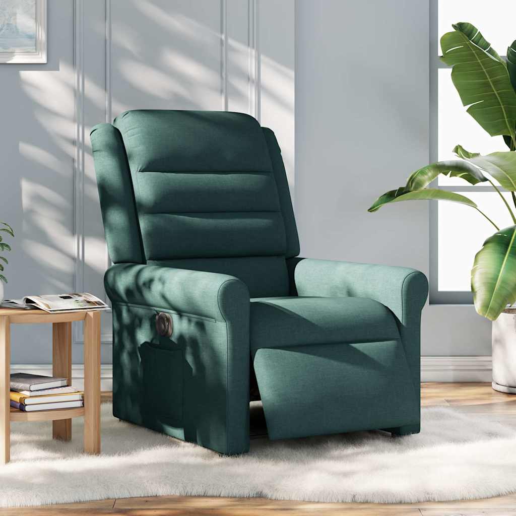 Fotoliu rabatabil electric, verde închis, material textil