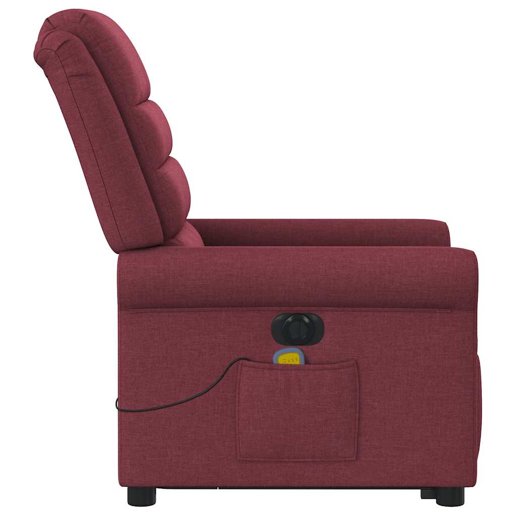 Fotoliu electric de masaj rabatabil, roșu vin, textil