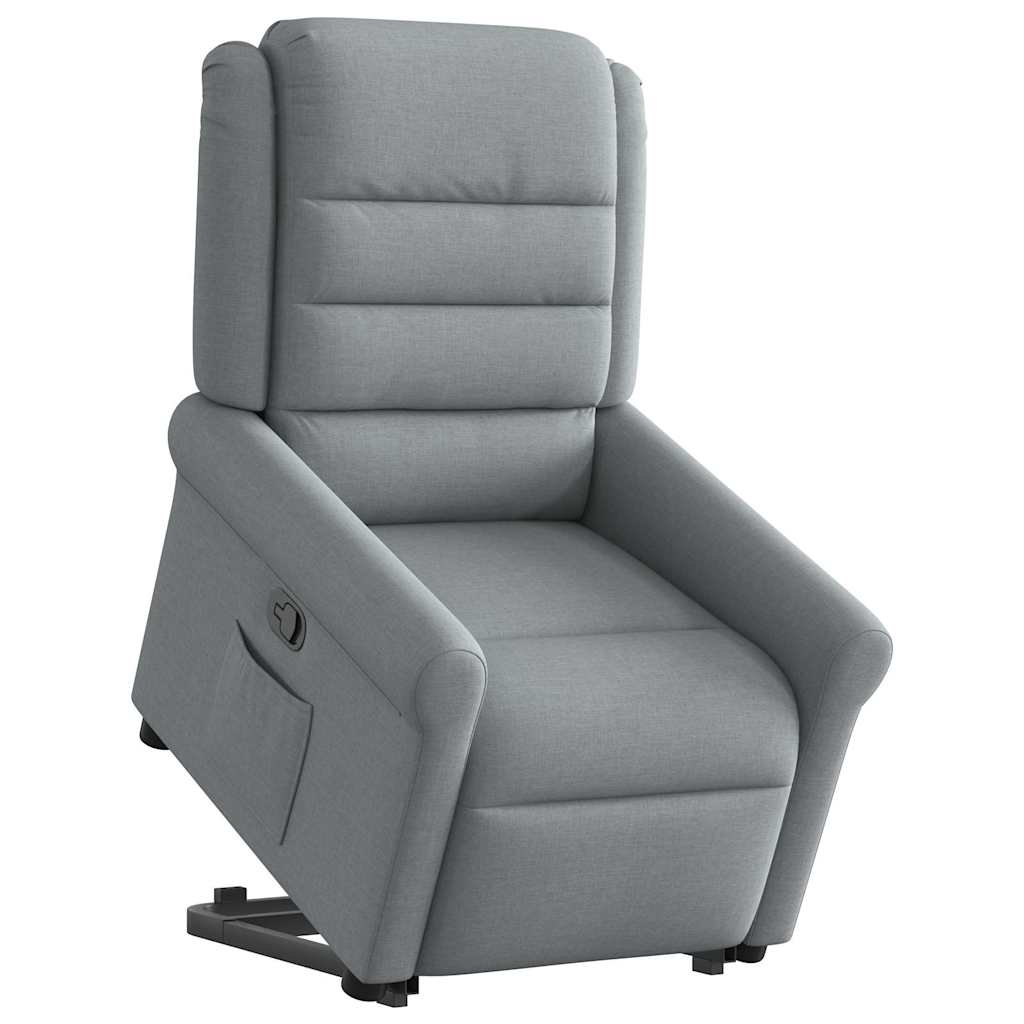 Fotoliu rabatabil cu ridicare, gri deschis, material textil
