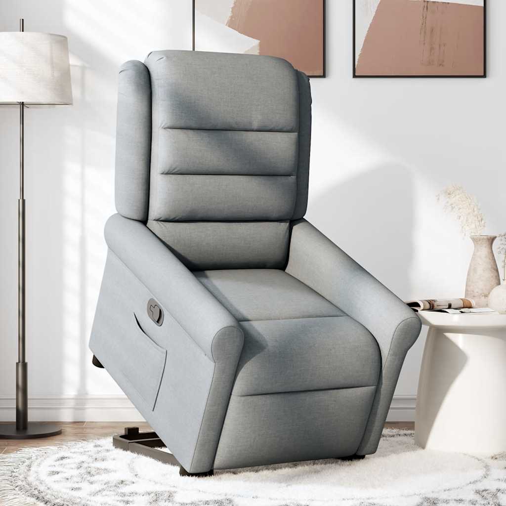 Fotoliu rabatabil cu ridicare, gri deschis, material textil