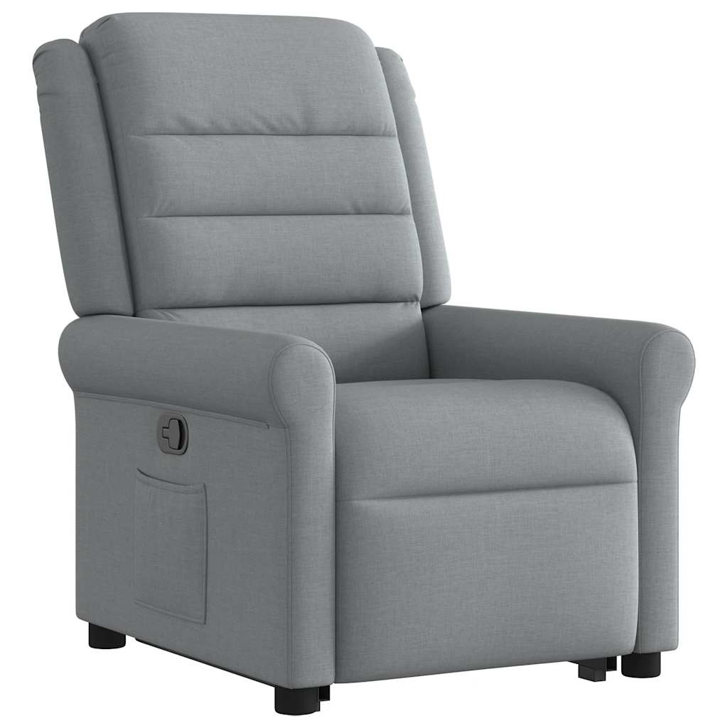 Fotoliu rabatabil cu ridicare, gri deschis, material textil