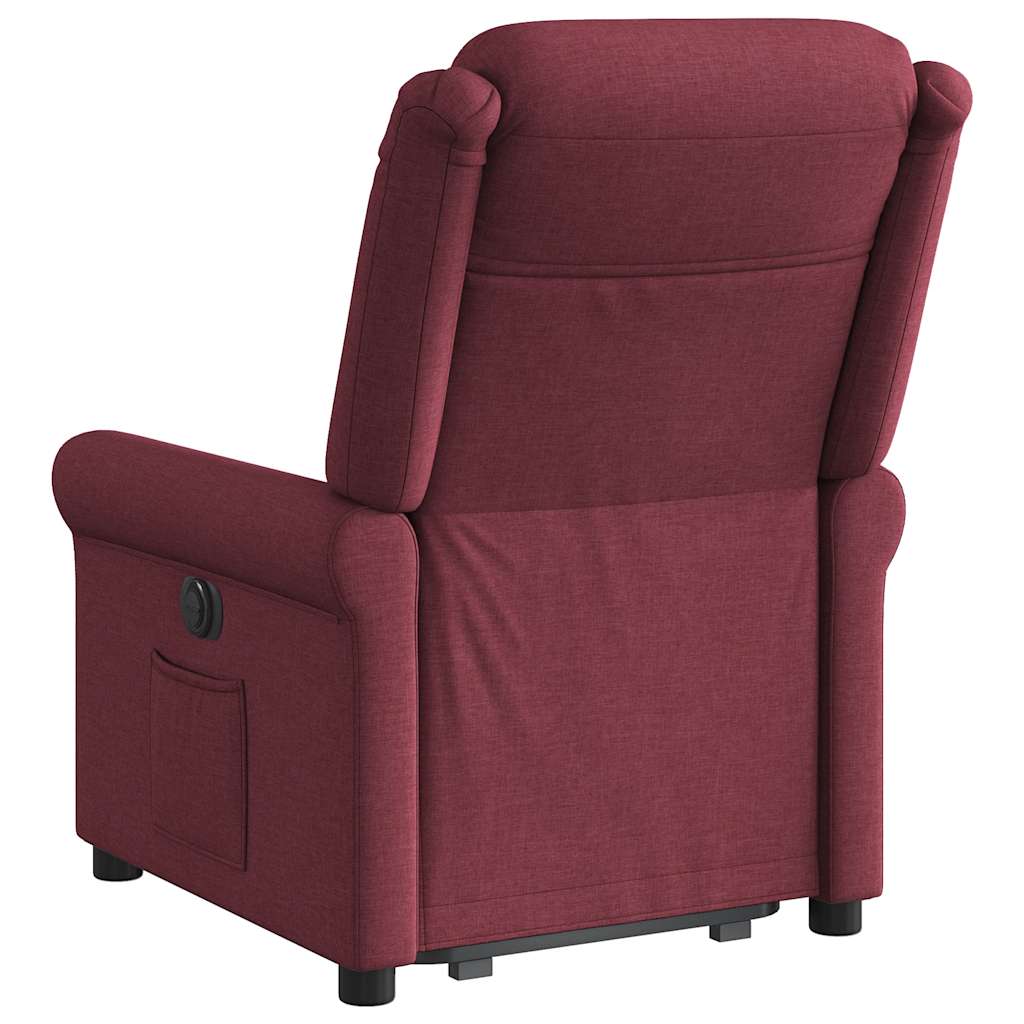 Fotoliu rabatabil cu ridicare, roșu vin, material textil