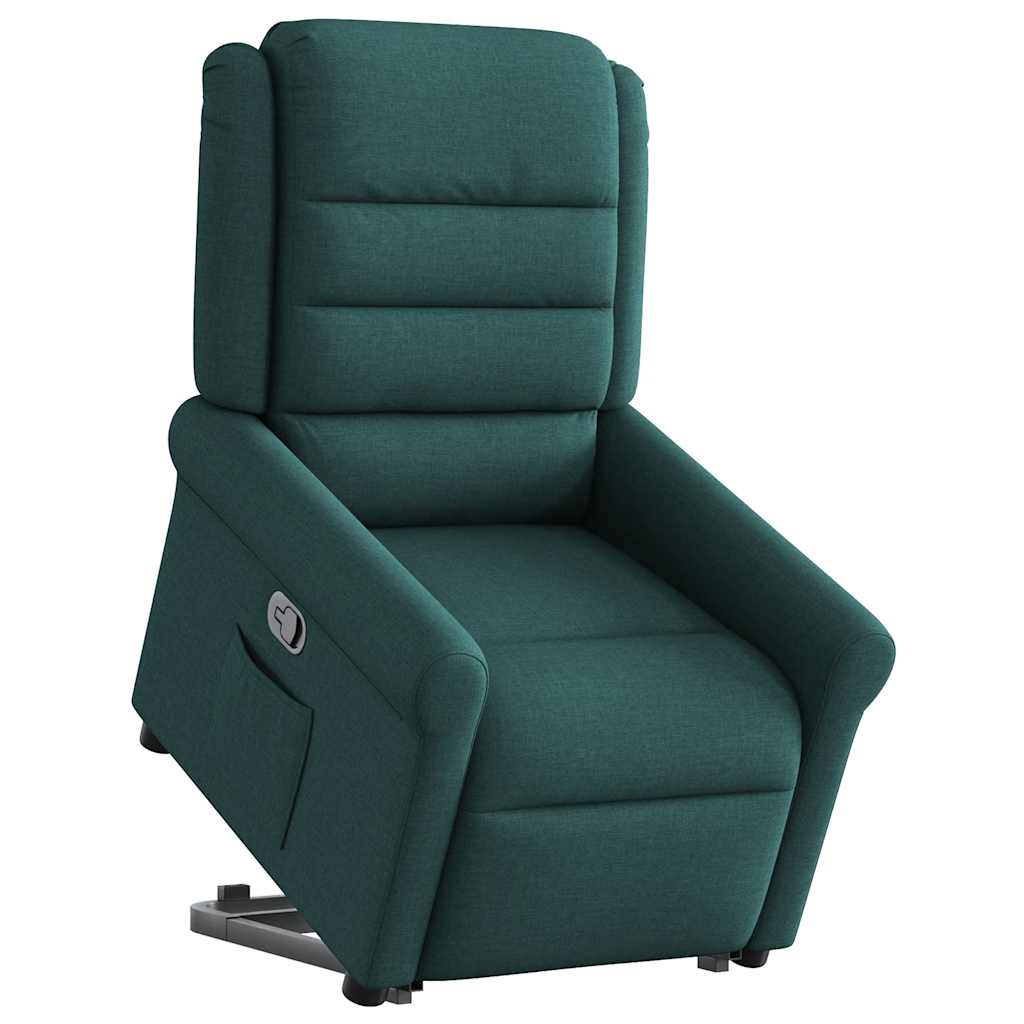 Fotoliu rabatabil ridicare pe verticală, verde închis, textil