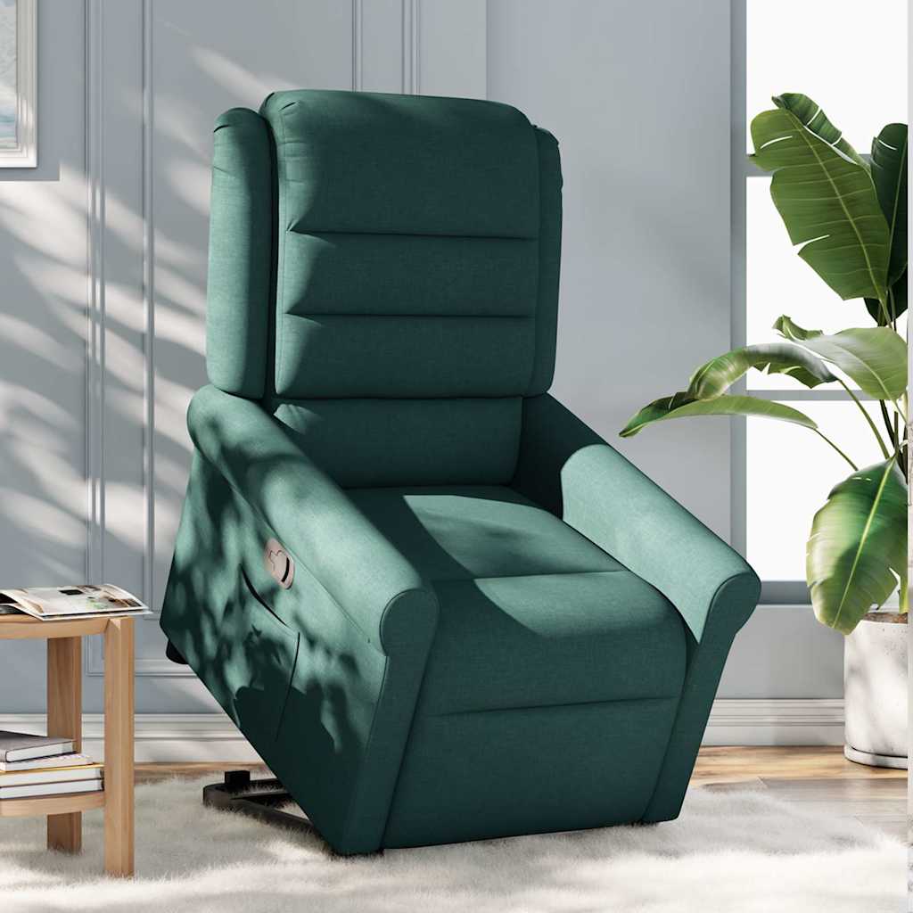 Fotoliu rabatabil ridicare pe verticală, verde închis, textil