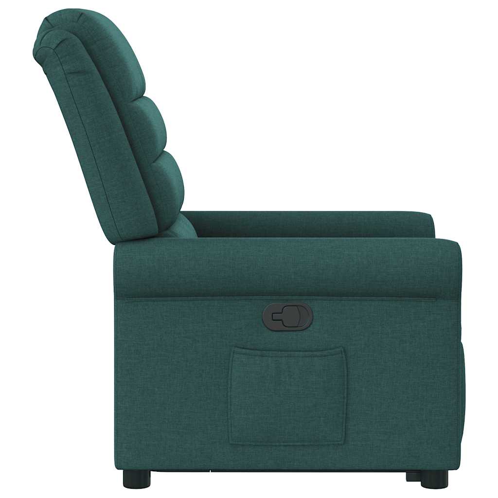 Fotoliu rabatabil ridicare pe verticală, verde închis, textil