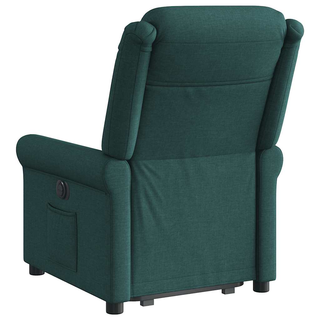 Fotoliu rabatabil ridicare pe verticală, verde închis, textil