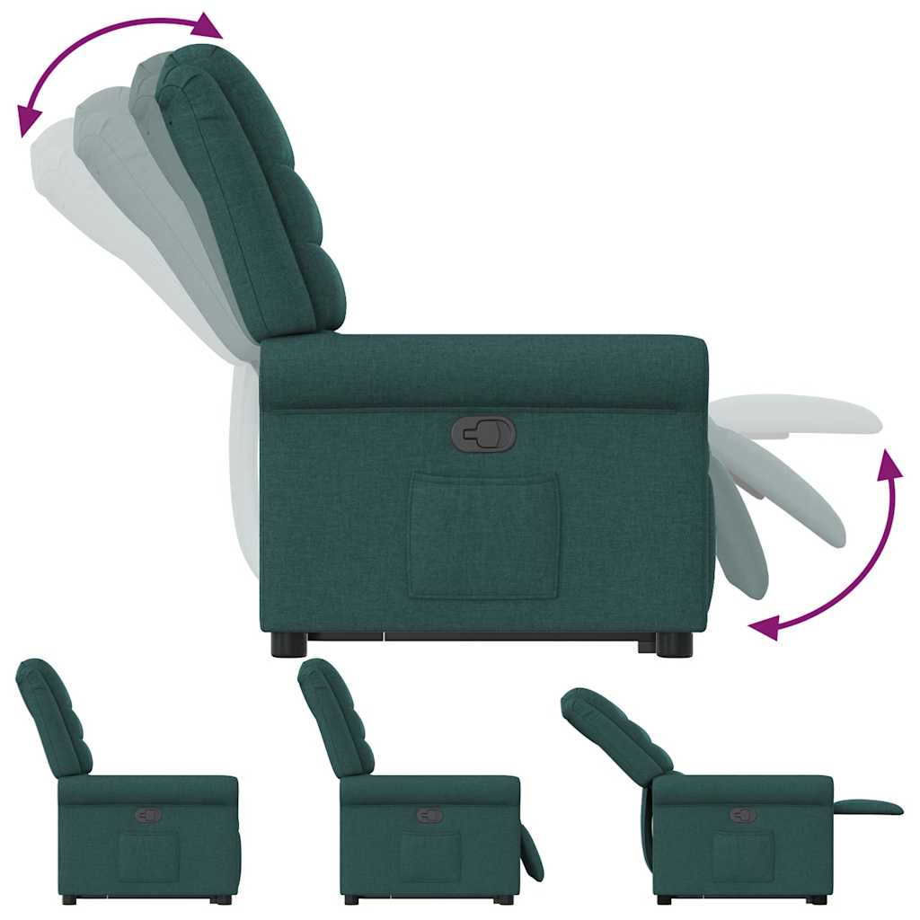 Fotoliu rabatabil ridicare pe verticală, verde închis, textil