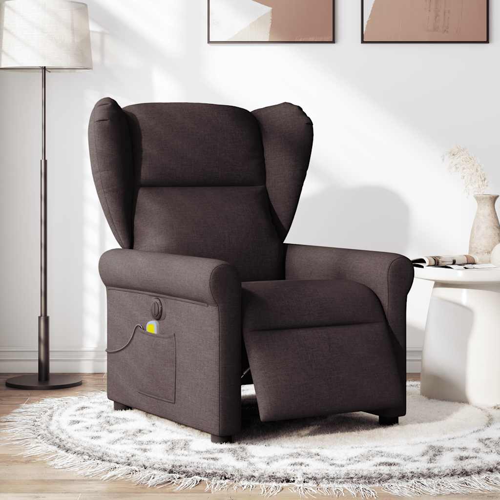 Fotoliu electric de masaj rabatabil, maro închis, textil