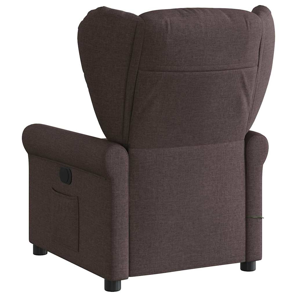 Fotoliu electric de masaj rabatabil, maro închis, textil