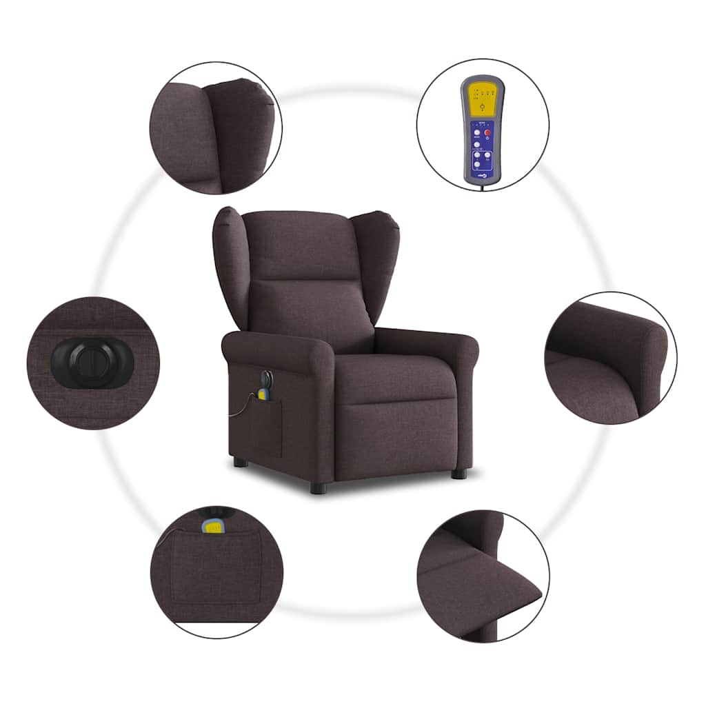 Fotoliu electric de masaj rabatabil, maro închis, textil