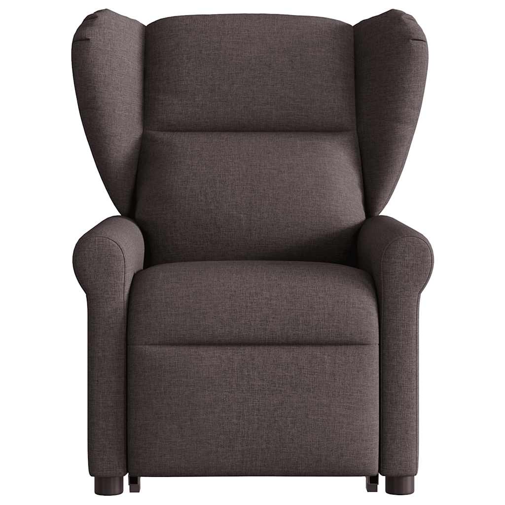 Fotoliu rabatabil cu ridicare pe verticală, maro închis, textil