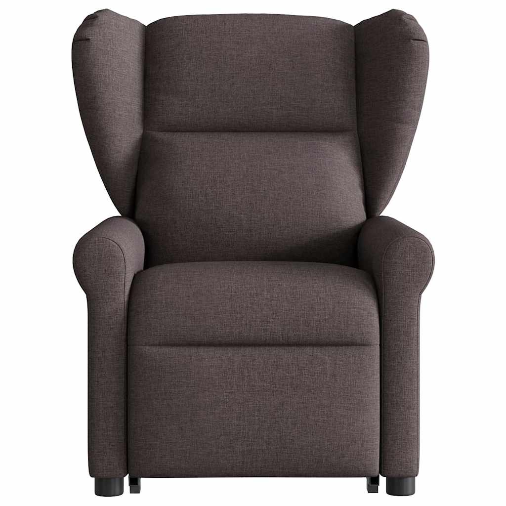 Fotoliu rabatabil de masaj, cu ridicare, maro închis, textil