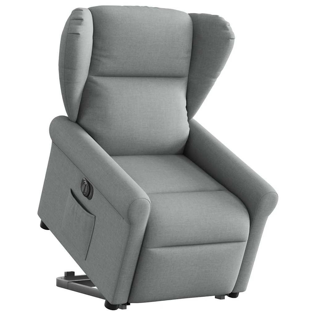 Fotoliu electric rabatabil cu ridicare, gri deschis, textil
