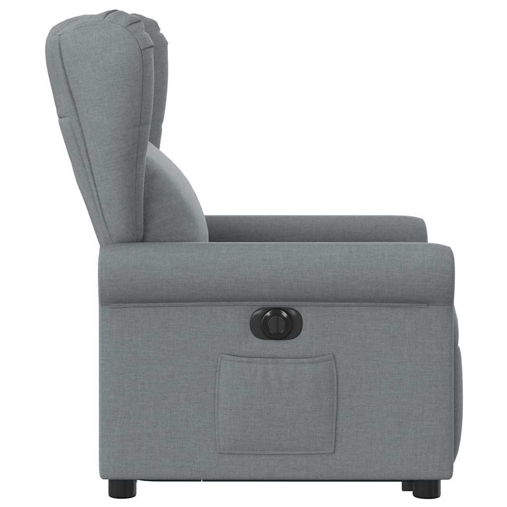 Fotoliu electric rabatabil cu ridicare, gri deschis, textil