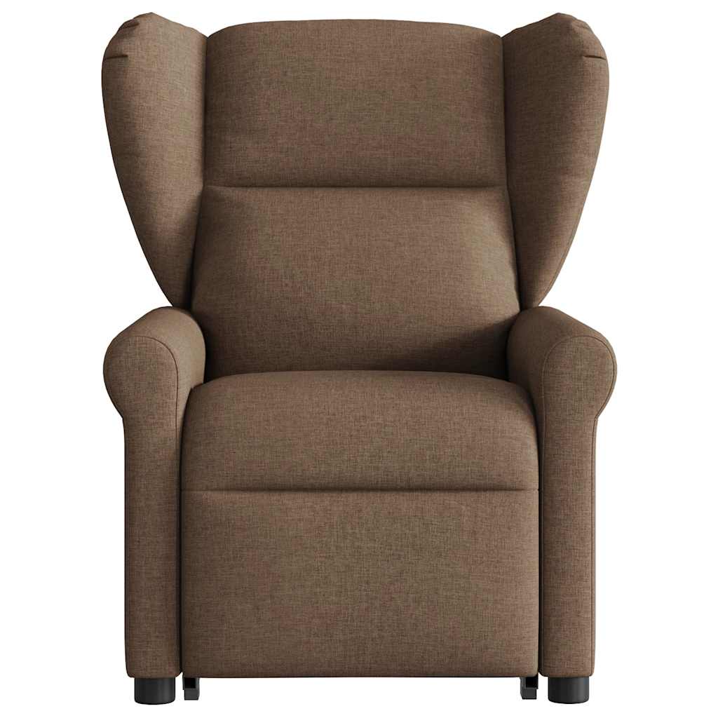 Fotoliu electric rabatabil cu ridicare, maro, textil