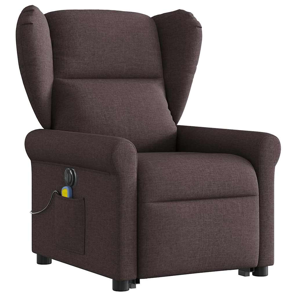 Fotoliu electric masaj rabatabil cu ridicare maro închis textil
