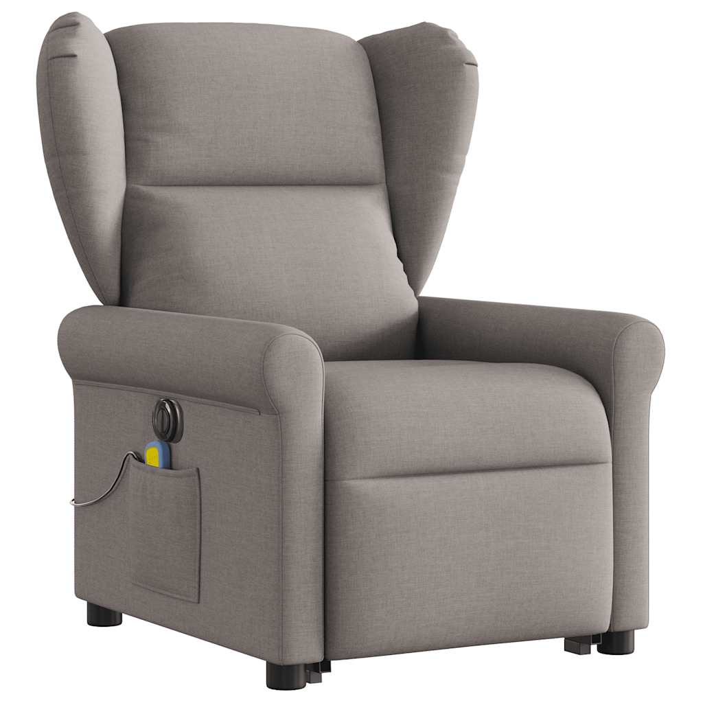 Fotoliu electric masaj rabatabil cu ridicare, gri taupe, textil