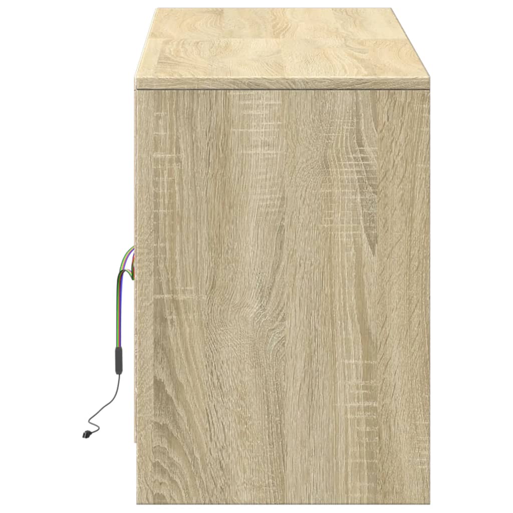 Dulap TV cu LED, stejar sonoma, 139,5x34x50 cm, lemn prelucrat