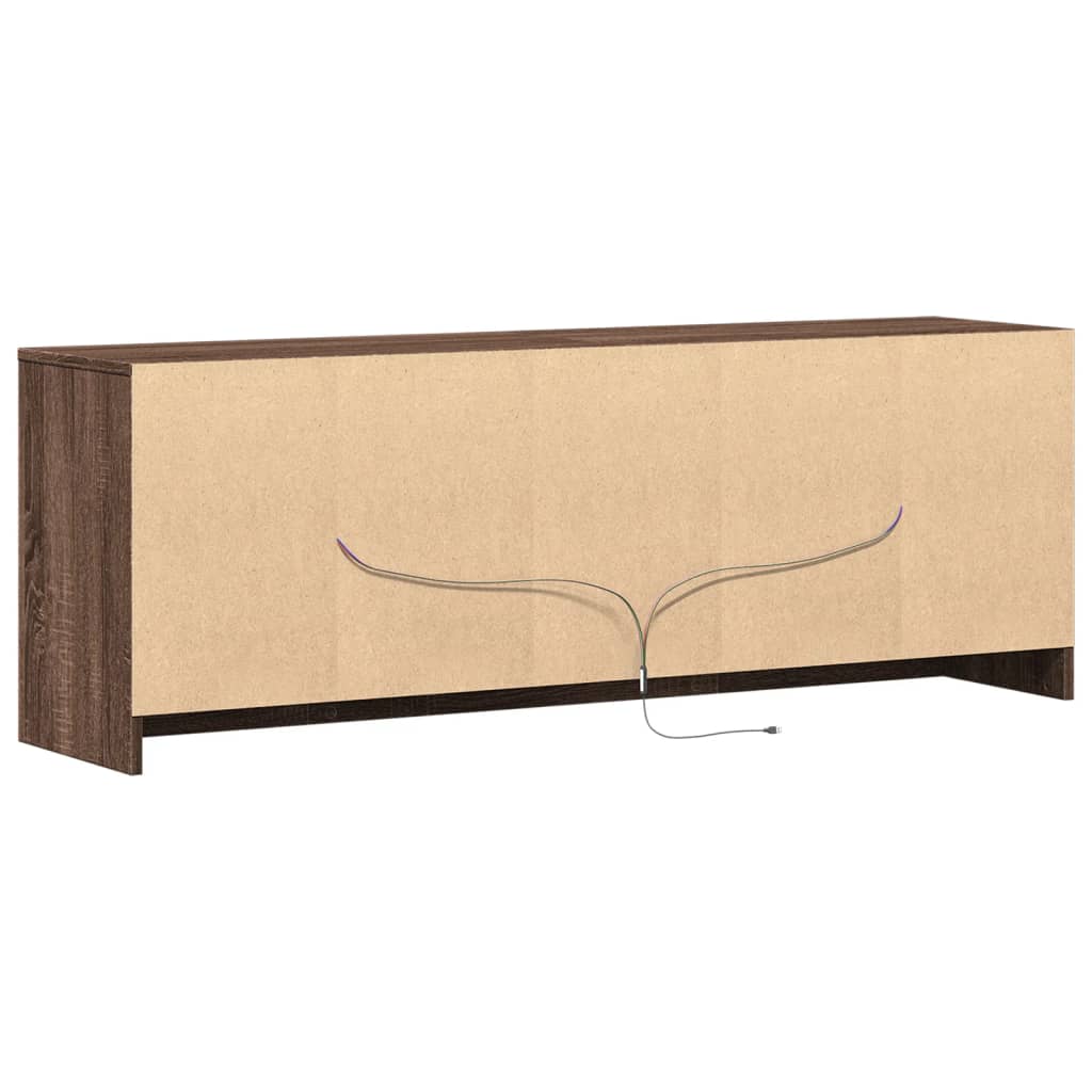 Dulap TV cu LED, stejar maro, 139,5x34x50 cm, lemn prelucrat