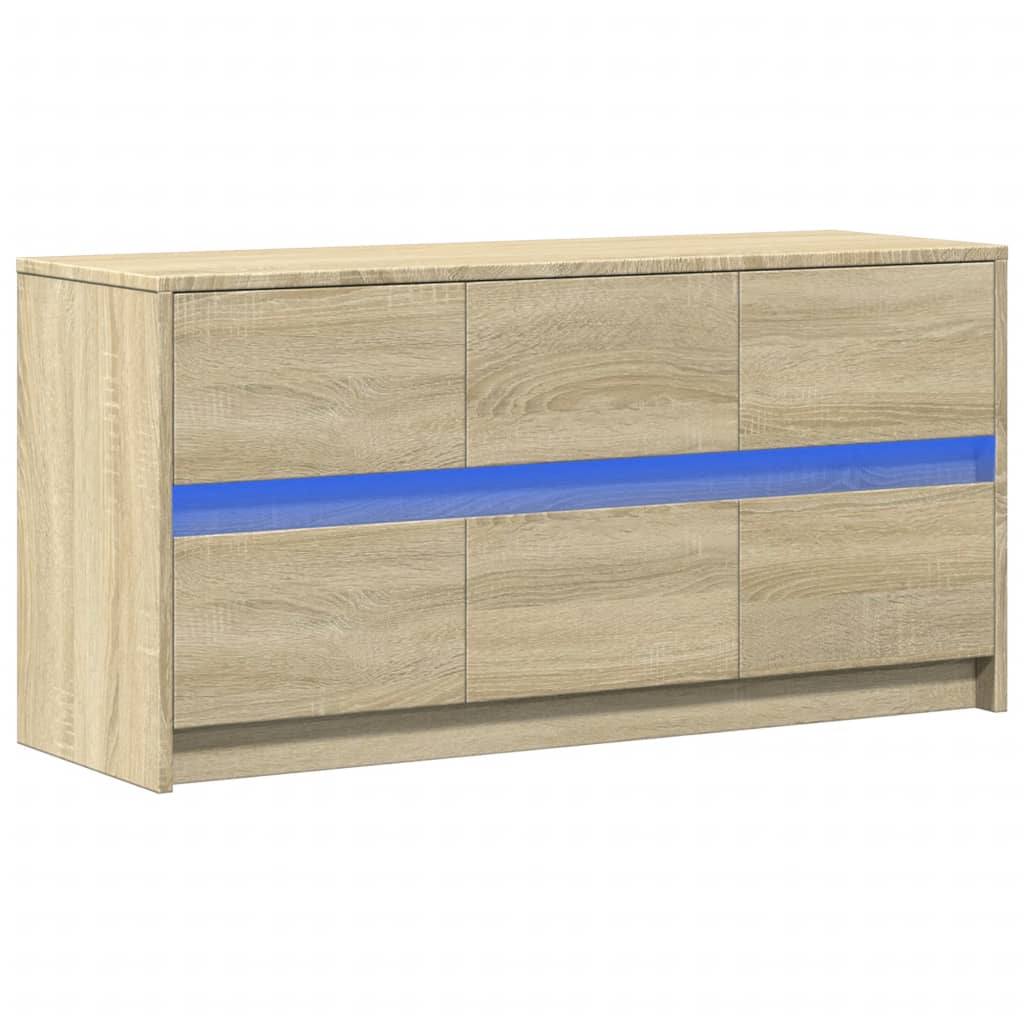 Dulap TV cu LED, stejar sonoma, 100x34x50 cm, lemn prelucrat