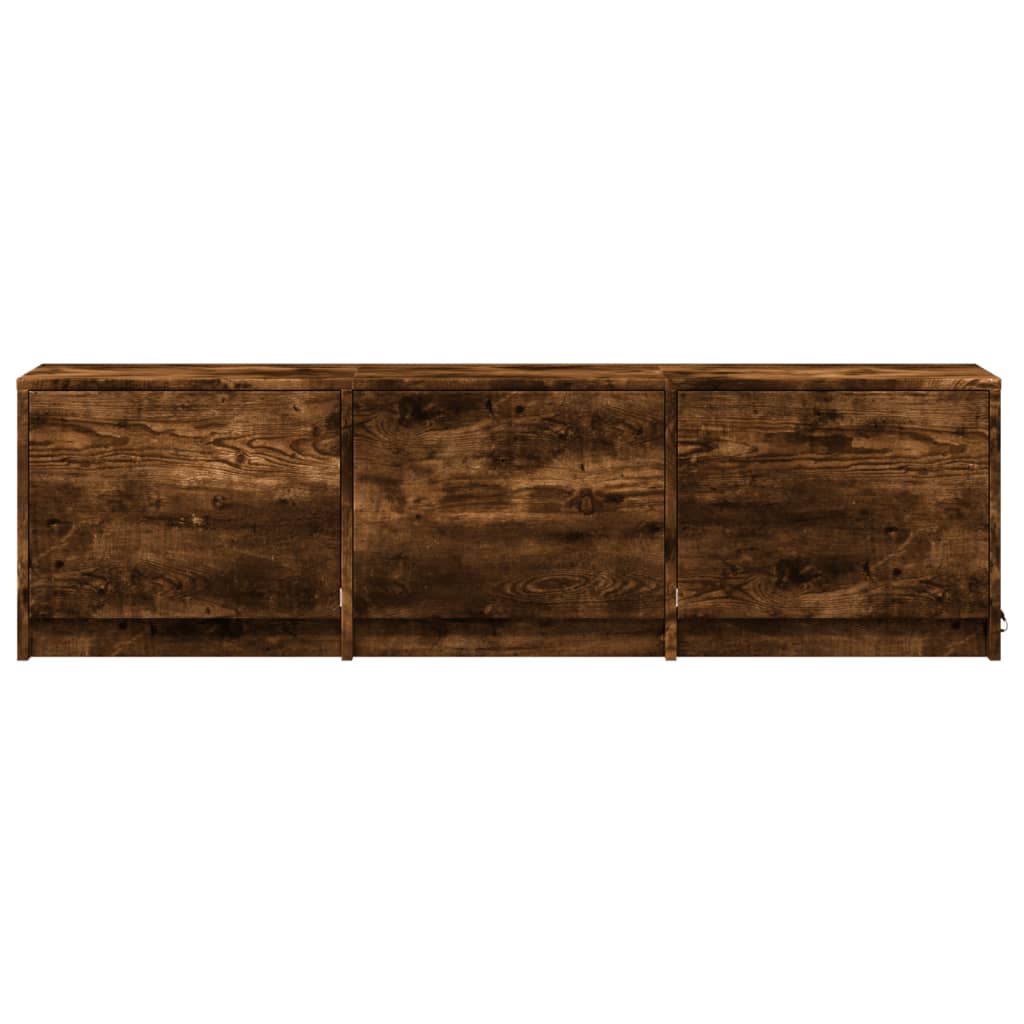 Dulap TV cu LED, stejar fumuriu, 140x34x40 cm, lemn prelucrat