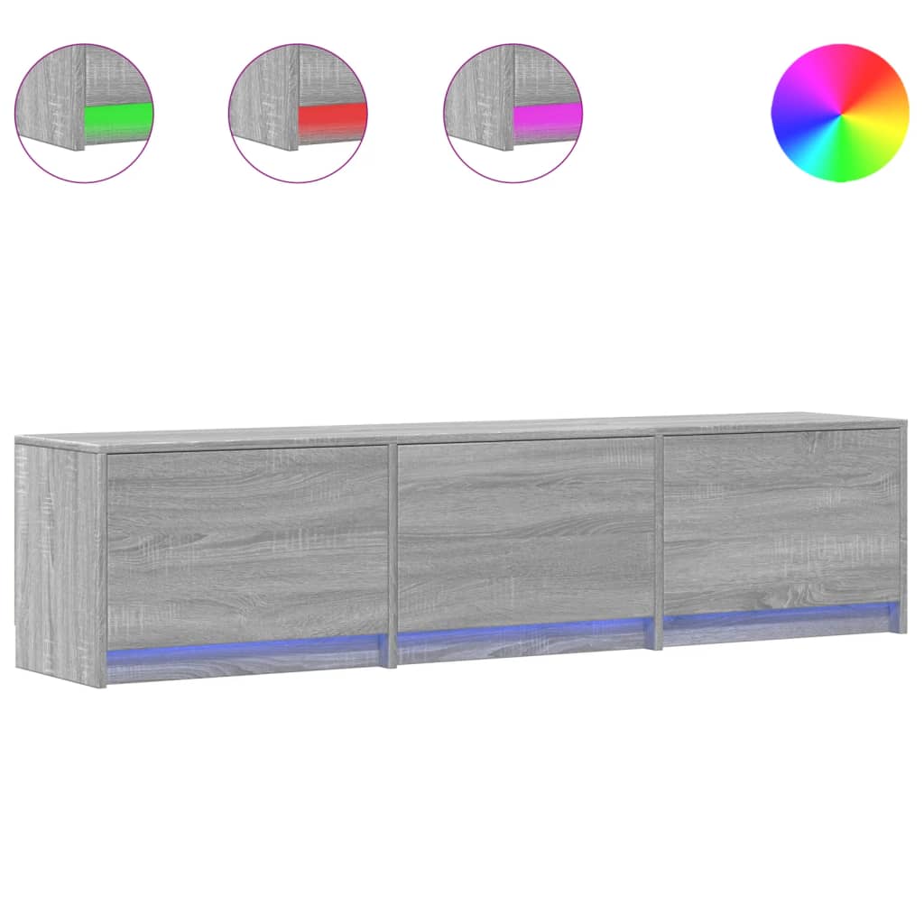Dulap TV cu LED, gri sonoma, 165x34x40 cm, lemn prelucrat