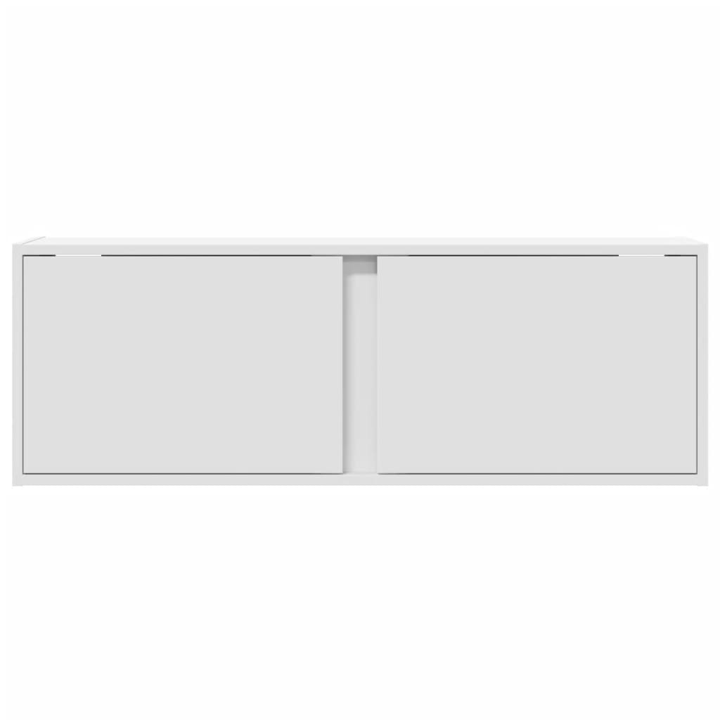 Dulap TV de perete cu lumini LED, alb, 100x31x45 cm