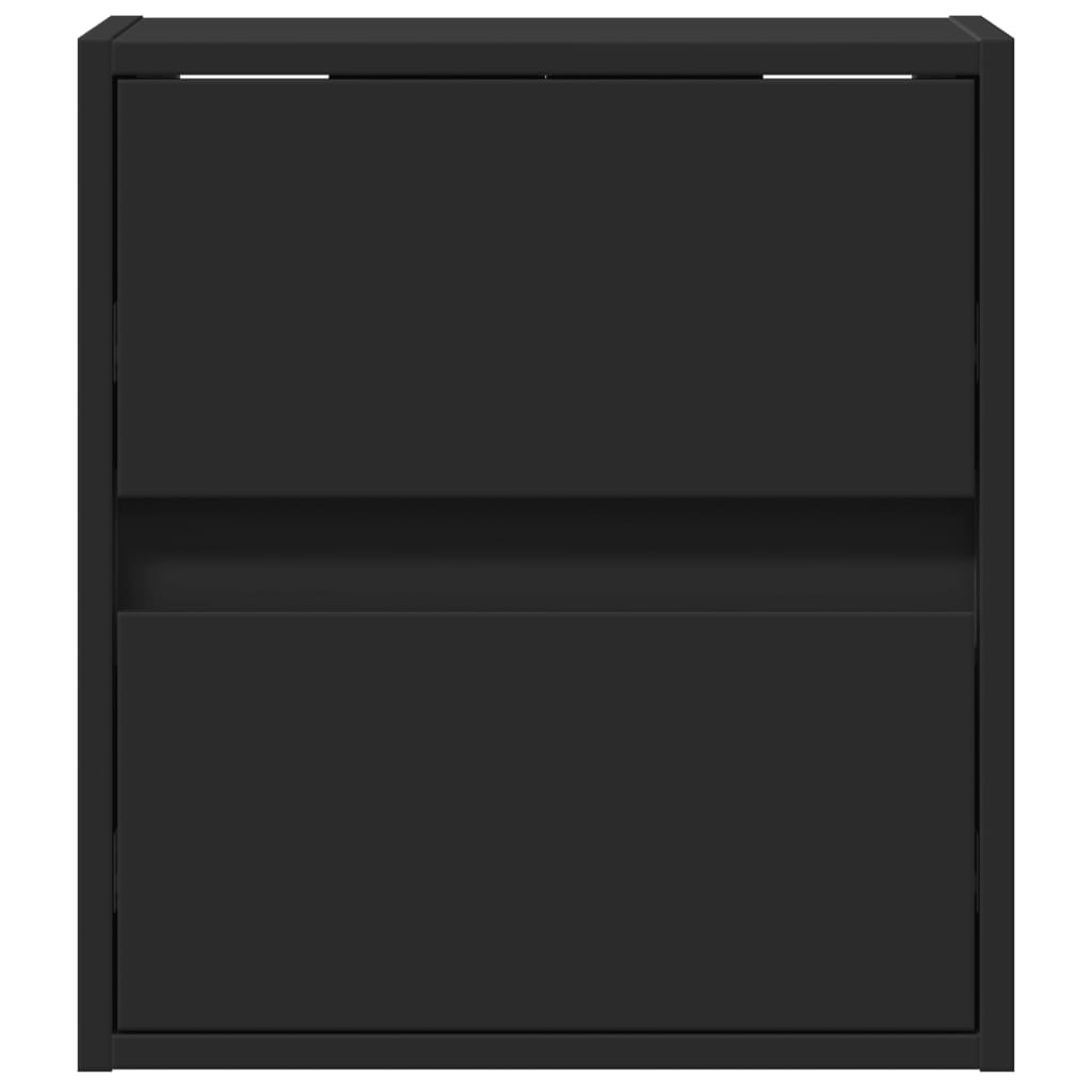 Comode TV de perete cu lumini LED, 2 buc., negru, 41x31x45 cm