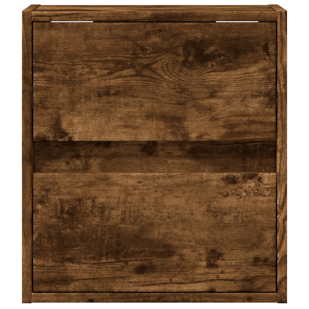 Comodă TV de perete cu LED, 2 buc. stejar fumuriu, 41x31x45 cm
