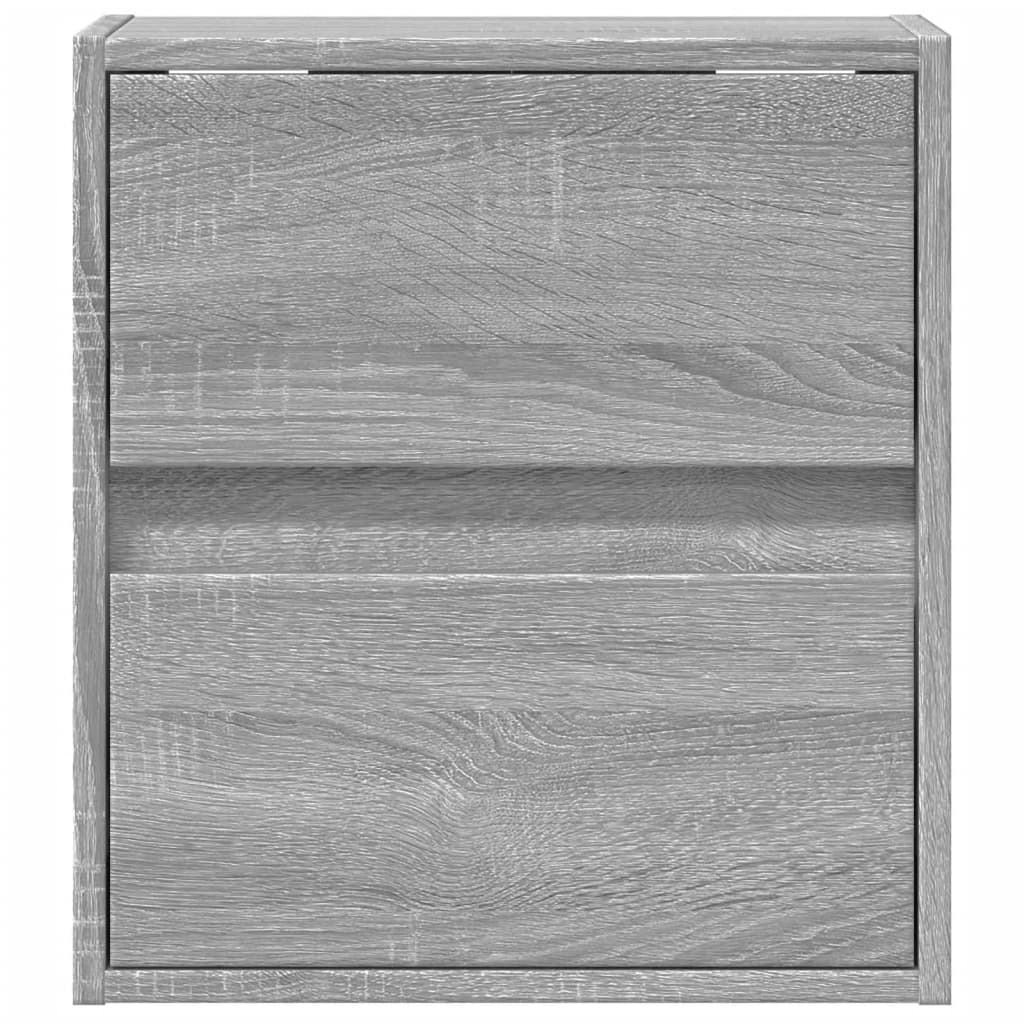Comodă TV de perete cu LED, 2 buc, gri sonoma, 41x31x45 cm
