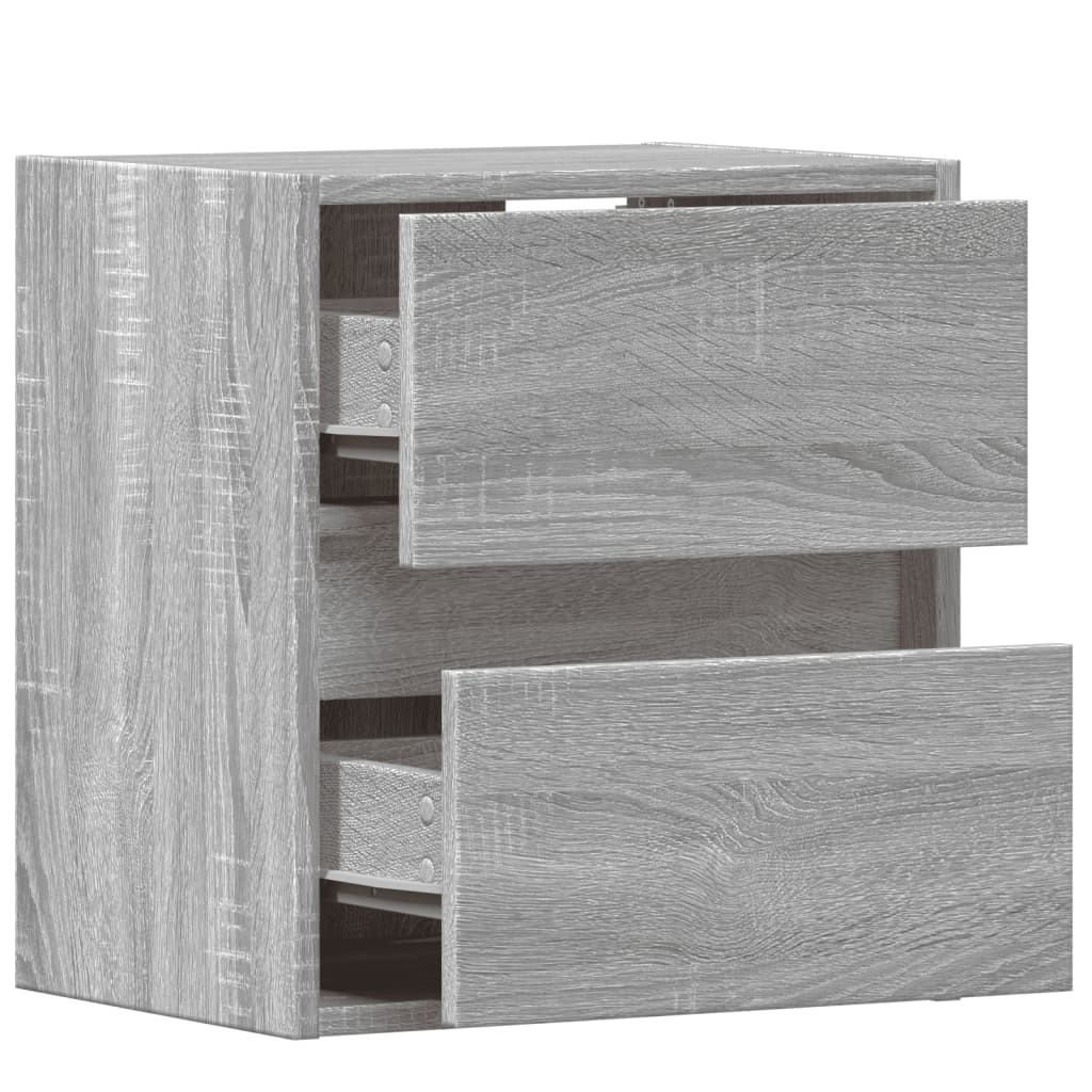 Comodă TV de perete cu LED, 2 buc, gri sonoma, 41x31x45 cm